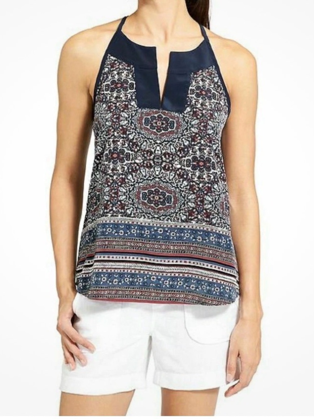 Athleta Medallion Dunes Tank Top Size Small Iron Blue Style 708302